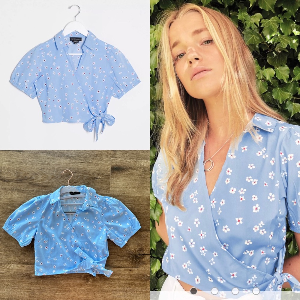 Ladies Wrap Blouse in Daisy Print XS